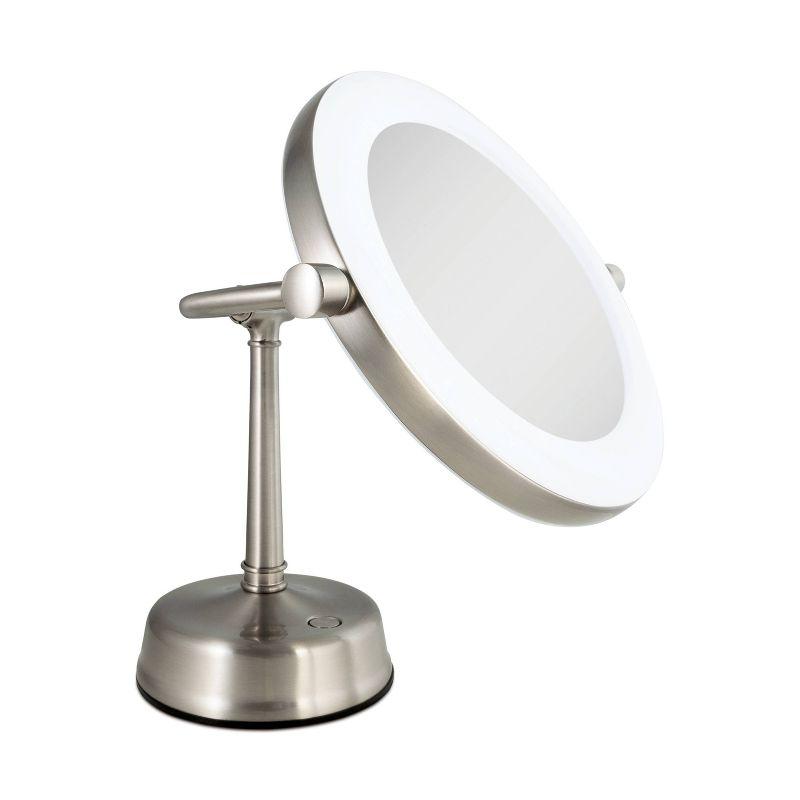 Customizable Sunlight LED Lighted Vanity Mirror - Zadro: 10x Magnifying, Round Shape, Metal & Glass Construction