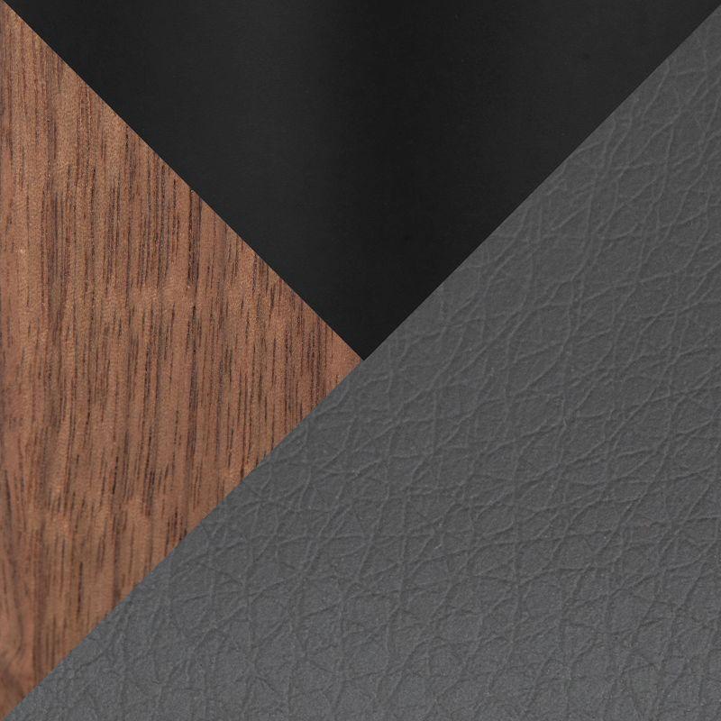 LumiSource 30" Mason Mara Fixed Height Barstools Black Walnut Wood/Gray PU Leather