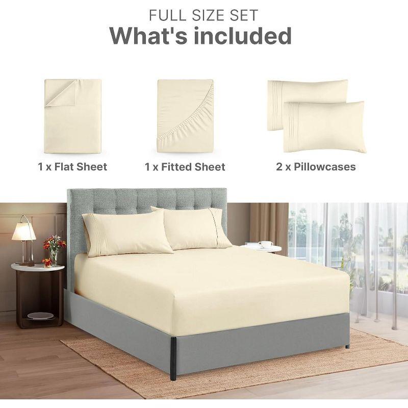 CGK Linens 4 Piece Extra Deep Pocket Microfiber Sheet Set in Off White, Size Queen