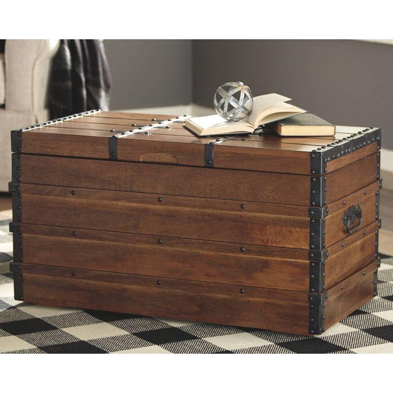 Kettleby Storage Trunk Brown - Signature Design by Ashley: Vintage-Inspired, Coffee Table, Farmhouse Decor