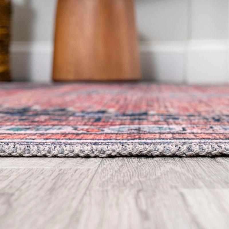 4' x 6' Dalyan Geometric Medallions Machine Washable Indoor/Outdoor Area Rug, Terra/Navy - JONATHAN Y
