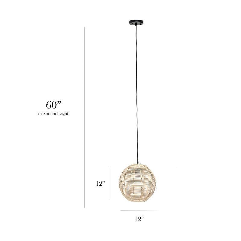 Natural Globe Pendant Ceiling Light Beige - Elegant Designs: Rattan Fixture, UL Listed, 60W Max