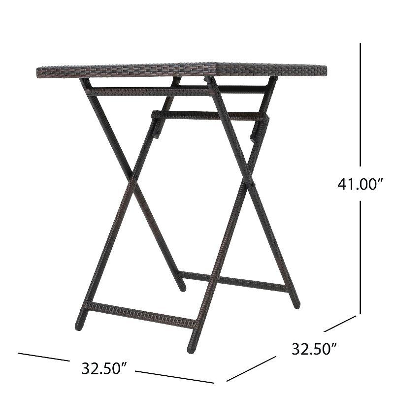 Margarita Square Wicker Bar Table Brown - Christopher Knight Home: Weather-Resistant, Iron Frame Patio Dining