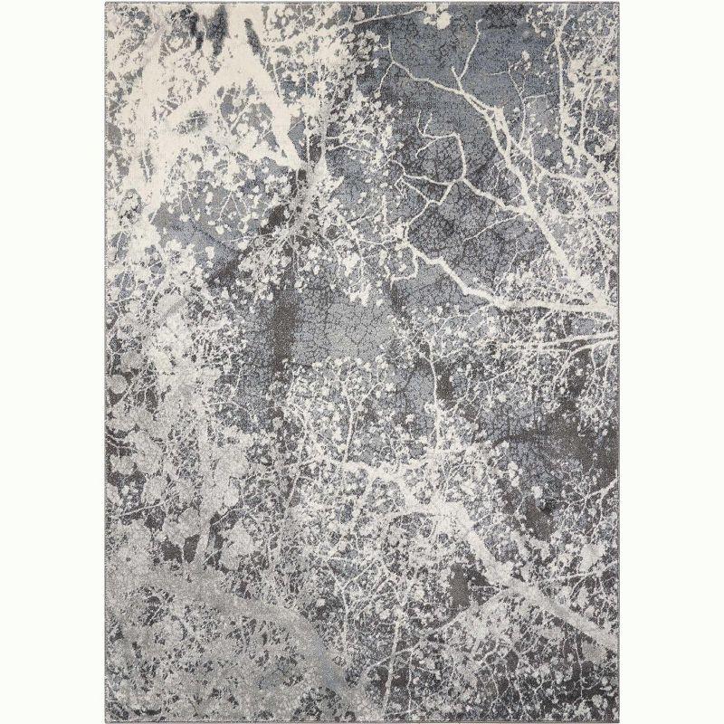 Gray Abstract Synthetic Rectangular Area Rug 7'10" x 10'6"