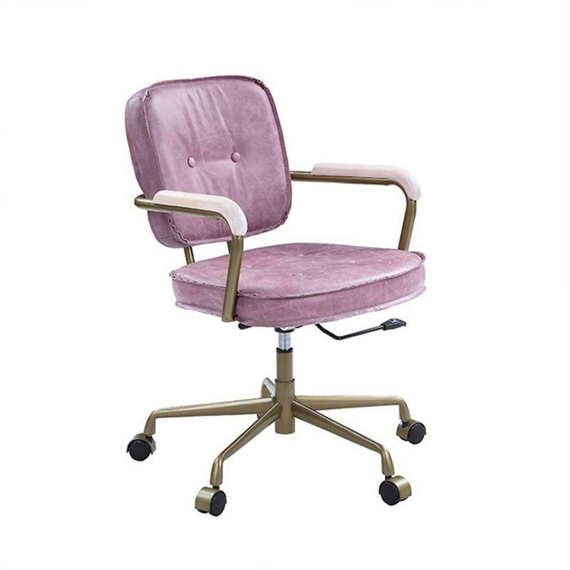 25" Siecross Grain Leather Reclining Accent Chair Pink - Acme Furniture: Swivel, Metal Frame, No Assembly