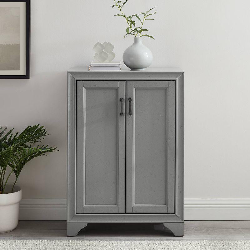 Distressed Gray Adjustable Shelf Bathroom Accent Cabinet