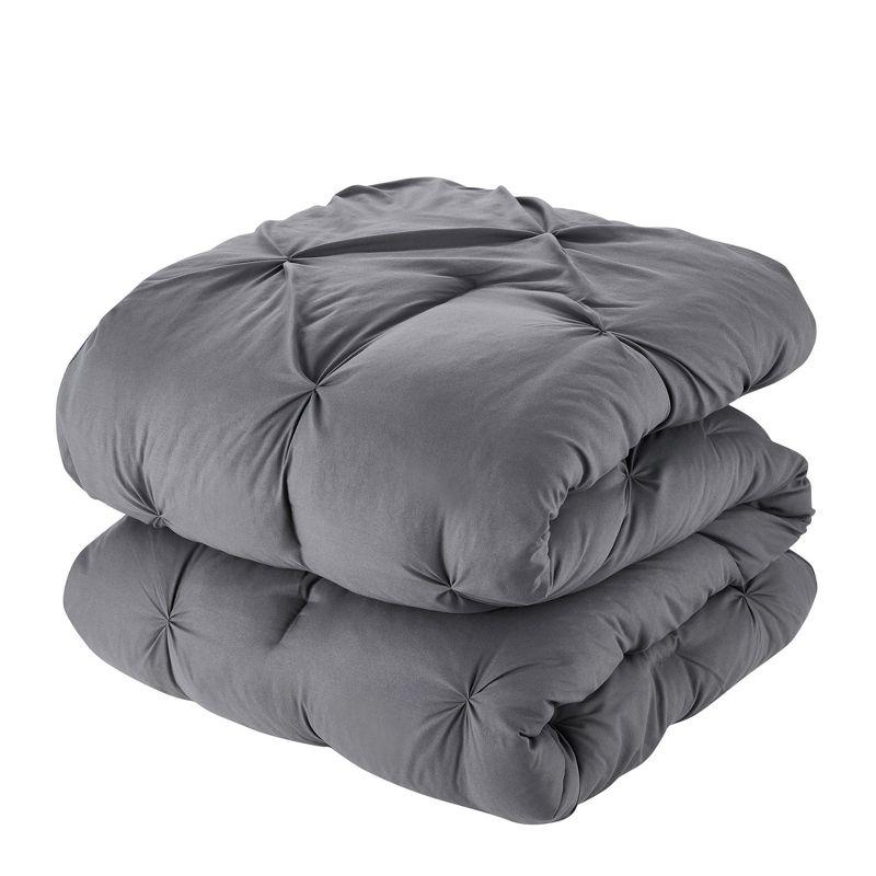 Gray Pintuck Down Alternative Microfiber 8-Piece Bed in a Bag Set