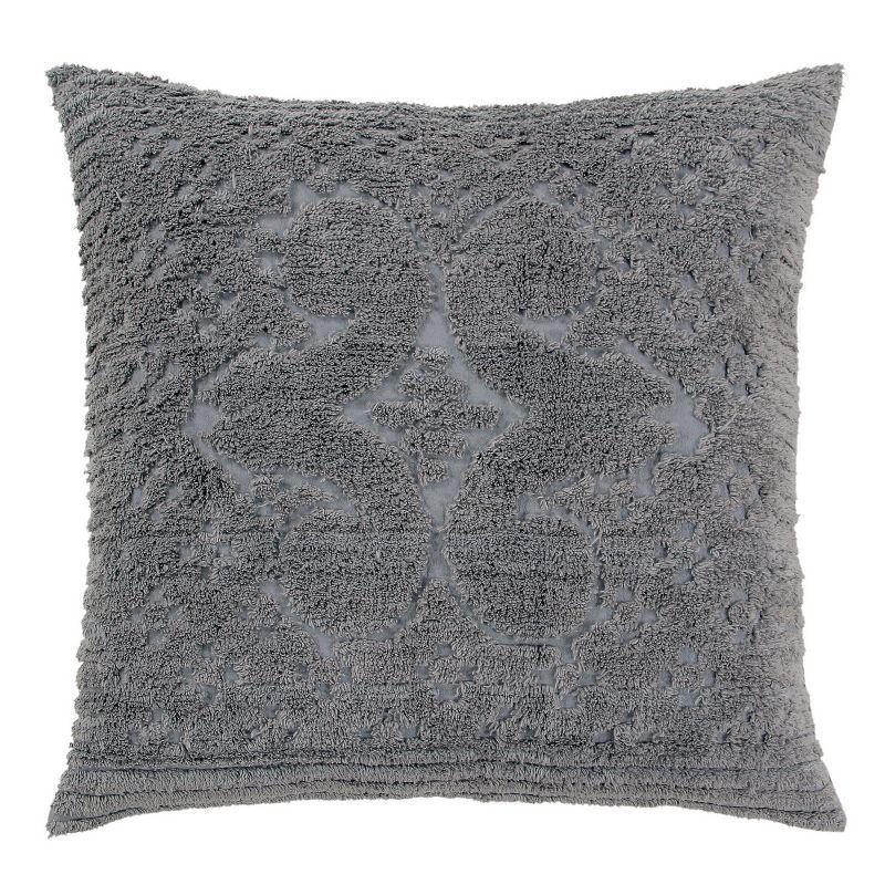 Better Trends Ashton – Luxurious 100% Cotton Tufted Euro Sham in Medallion Design, Super Soft & Lightweight, 26” x 26”, Gray