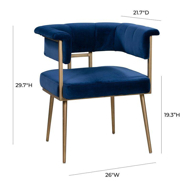 TOV Furniture Astrid 19.3" Transitional Velvet Dining Chair in Navy