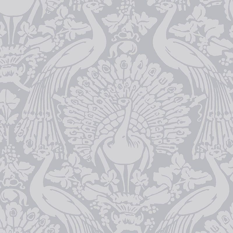 Laura Ashley Peacock Damask Pale Slate Wallpaper