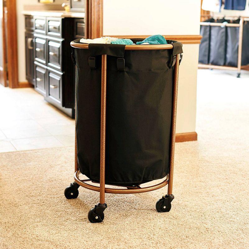 Copper and Black Collapsible Laundry Hamper with Wheels