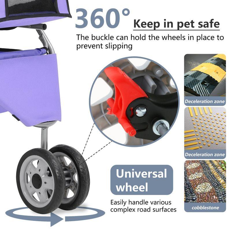 FDW 3 Wheels Pet Stroller Dog Cat Cage Jogger Stroller for Medium Small Dogs Cats Travel Folding Carrier Waterproof Puppy Stroller