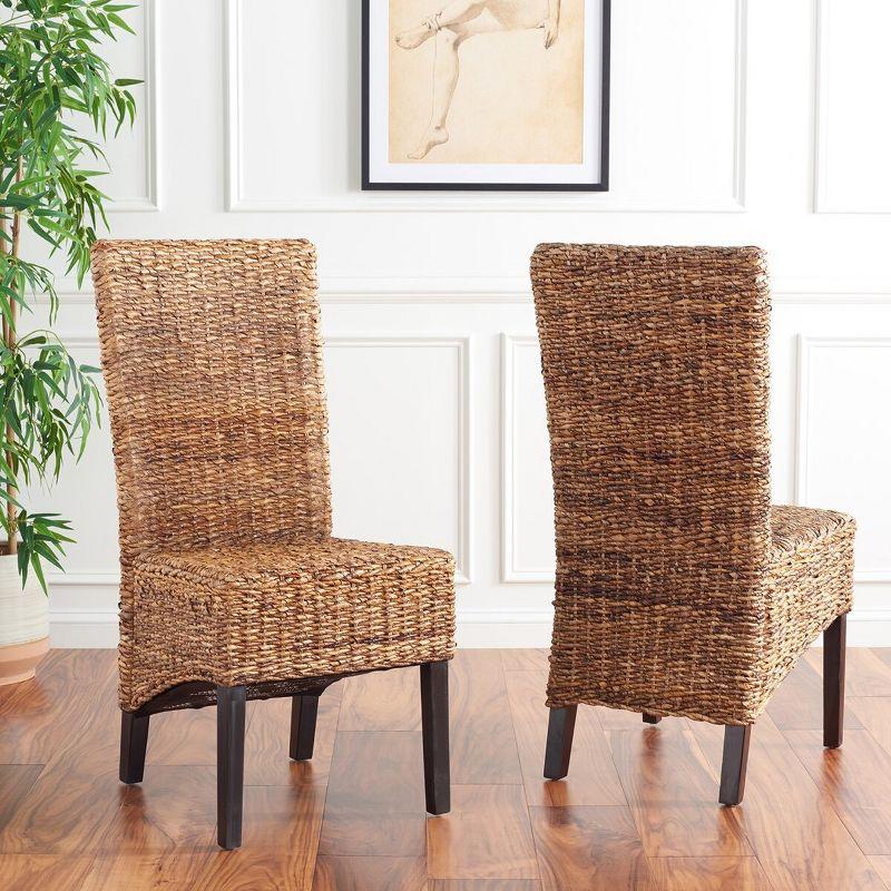 Kiska 18''H Rattan Side Chair (Set of 2) - Dark Brown - Safavieh