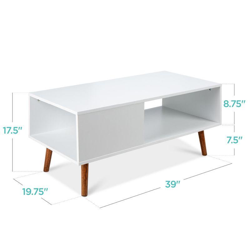 Best Choice Products Wooden Mid-Century Modern Coffee Accent Table Furniture w/ Open Storage Shelf