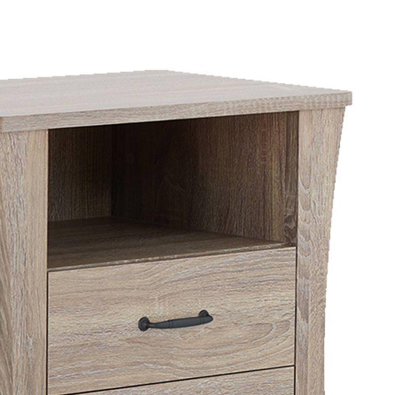 Rustic Natural 2-Drawer Nightstand with Open Shelf