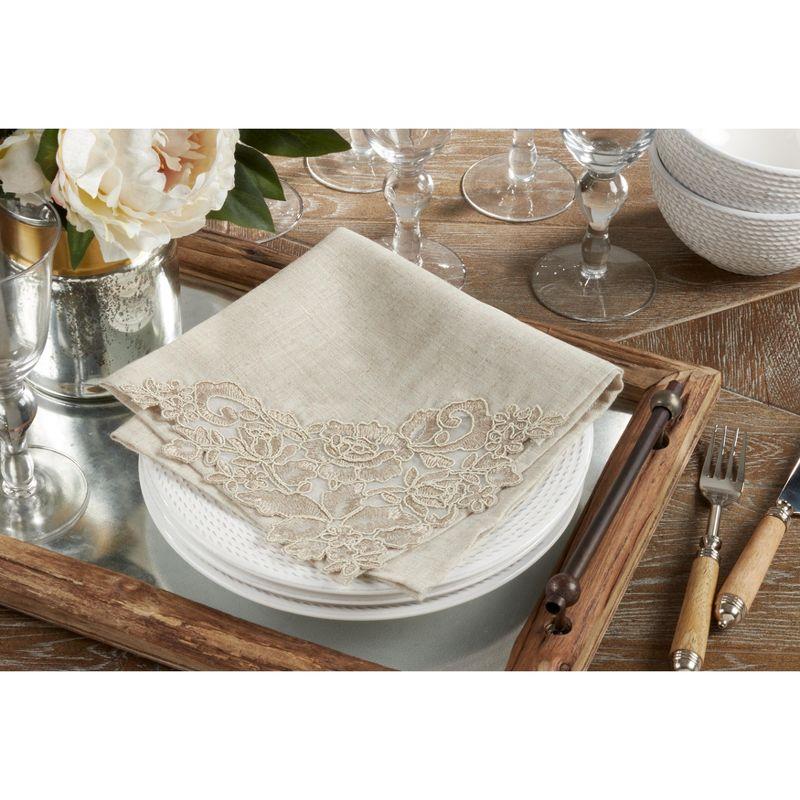 Saro Lifestyle Embroidered Design Lace Napkin and Placemat Set -  ( 1 placemat and 1 napkin)