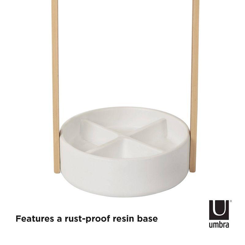 Bellwood Modern White-Natural Wood & Steel Freestanding Umbrella Stand