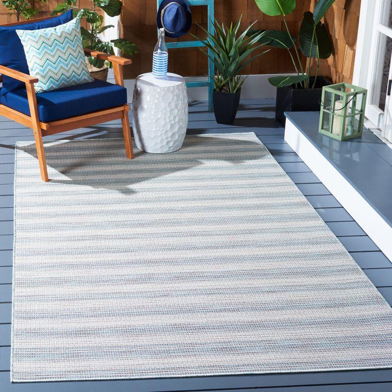Hampton HTN231 Power Loomed Indoor/Outdoor Area Rug - Aqua/Ivory - 8'x10' - Safavieh.