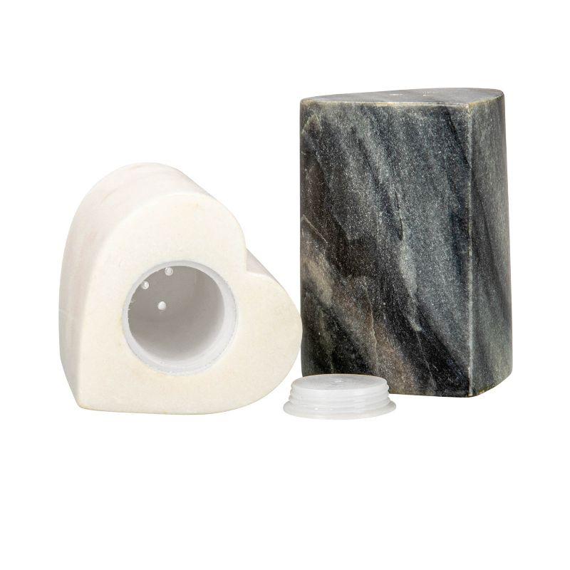 Creative Co-Op Heart-Shaped Marble Salt And Pepper Shakers