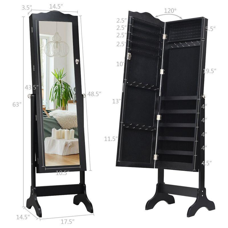 Costway Jewelry Mirrored Cabinet Armoire Organizer Storage Box with Stand Christmas Gift Coffee