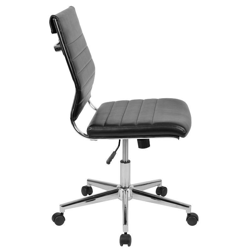 Merrick Lane Ergonomic Swivel Office Chair Ribbed Back and Seat Mid-Back Armless Computer Desk Chair with Metal Base