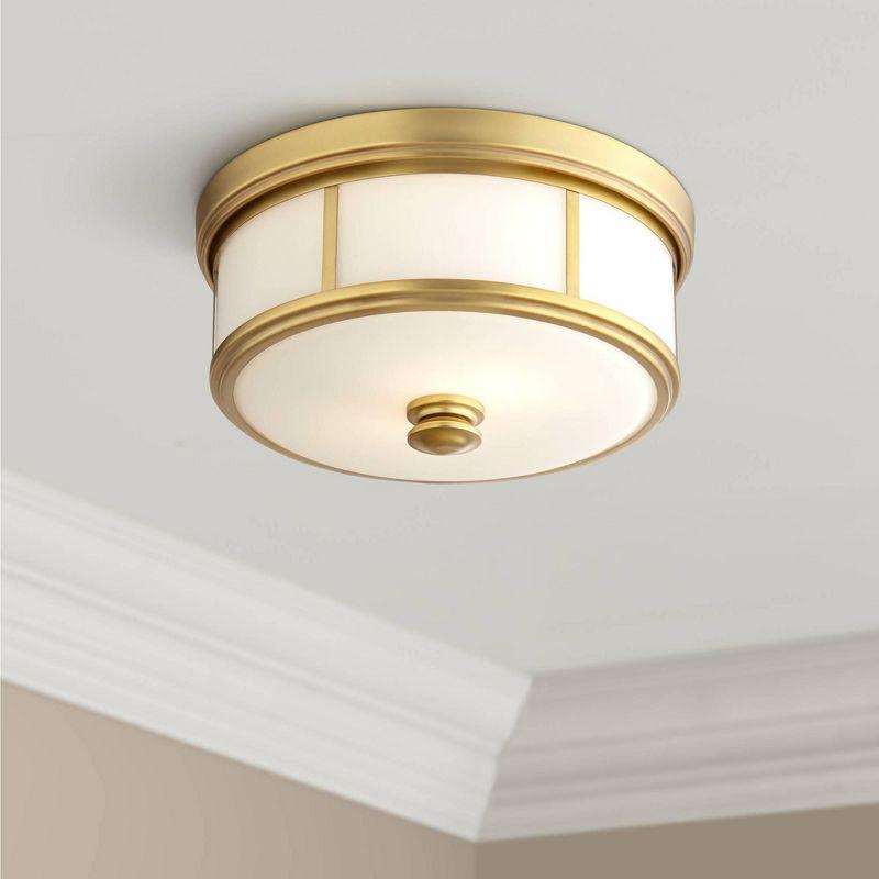 Minka Lavery Modern Ceiling Light Flush Mount Fixture 13 1/2" Liberty Gold Etched Opal Glass Shade for Bedroom Kitchen Living Room