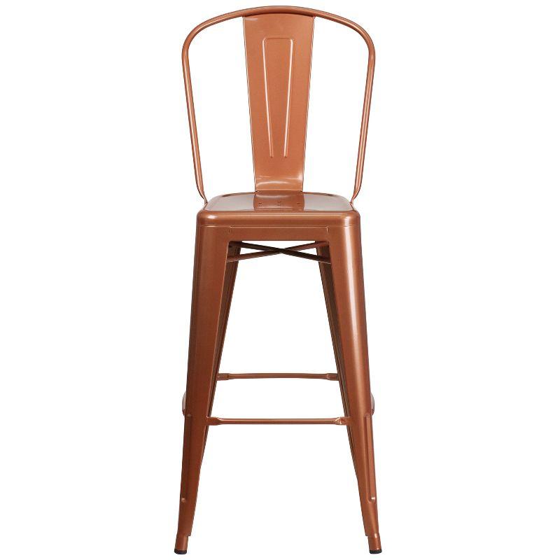 Flash Furniture Commercial Grade 30" High Copper Metal Indoor-Outdoor Barstool with Back