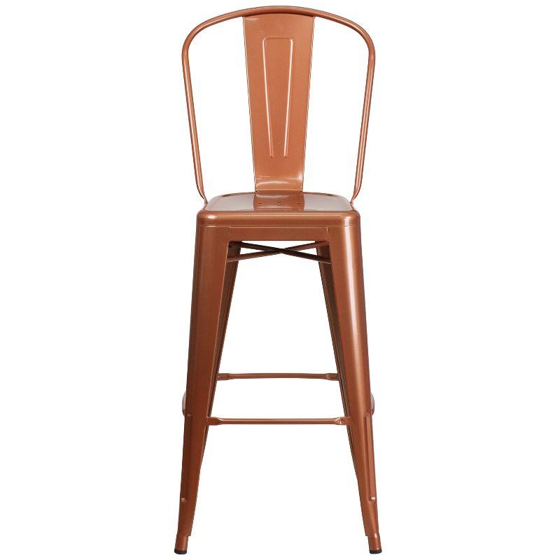 Flash Furniture Commercial Grade 30" High Metal Indoor-Outdoor Barstool with Back