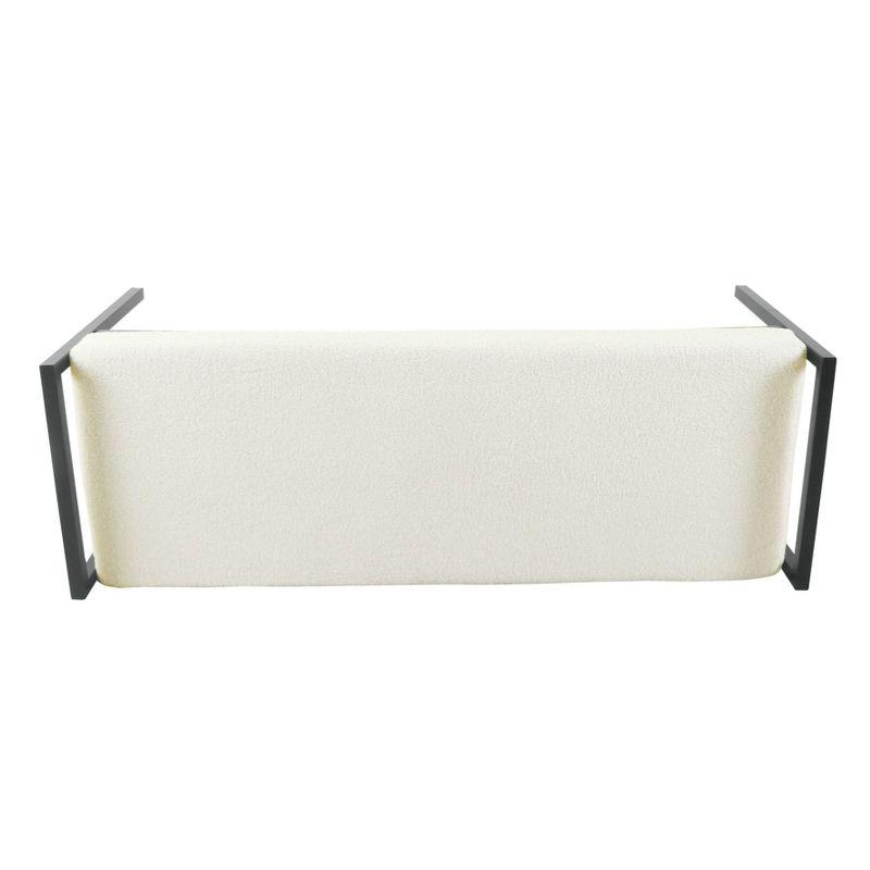 Modern Metal Faux Shearling Bench Cream - HomePop