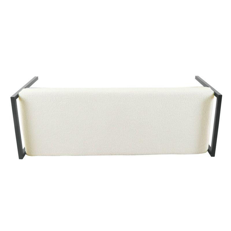 Modern Metal Faux Shearling Bench - HomePop