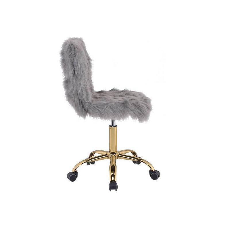 23" Arundell Accent Chair Gray Faux Fur/Gold Finish - Acme Furniture