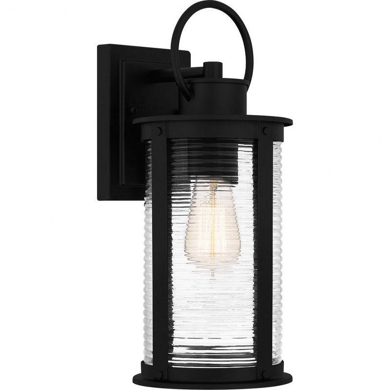 Tilmore Matte Black Ribbed Glass Outdoor Wall Lantern