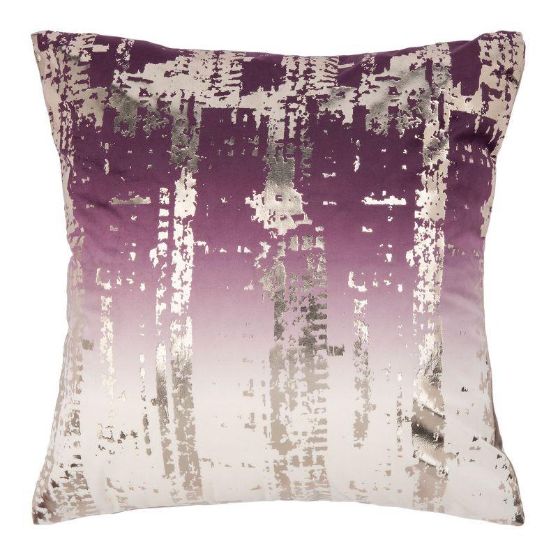 Rensia 18" Square Purple and Silver Polyester Pillow