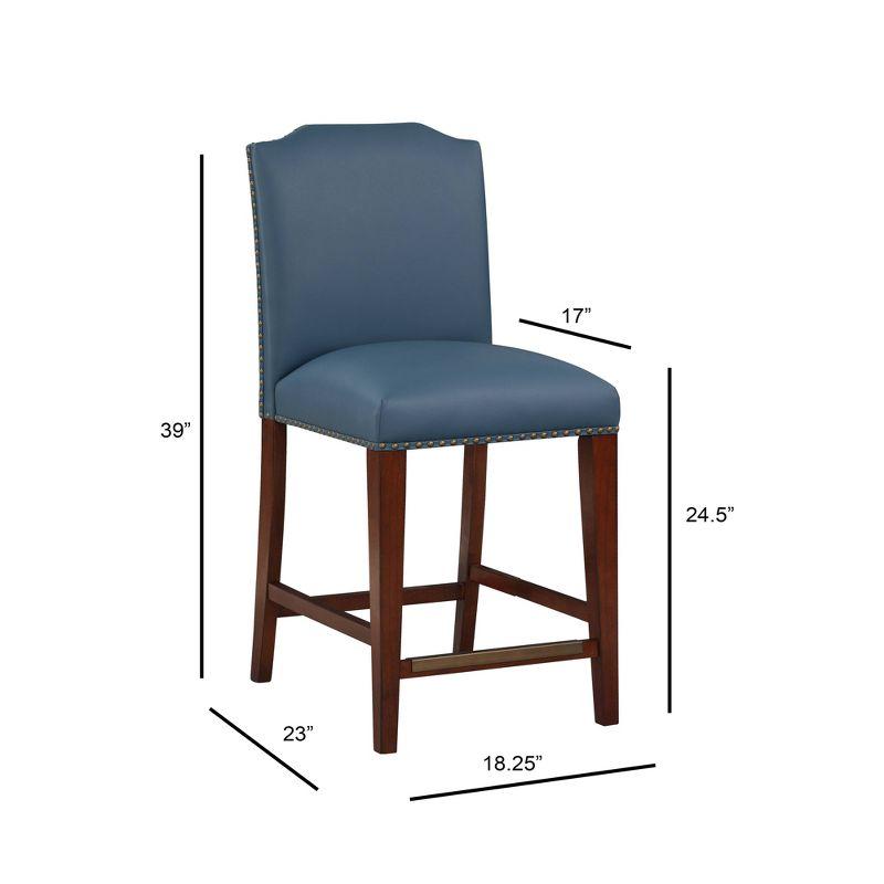 Comfort Pointe Bristol Counter Height Barstool: Espresso Finish, Faux Leather, Nailhead Trim