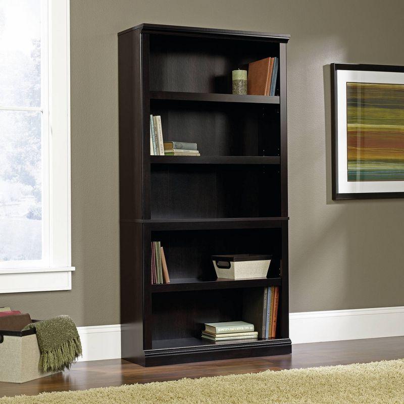 Estate Black Adjustable 5-Shelf Tall Bookcase for Elegant Storage