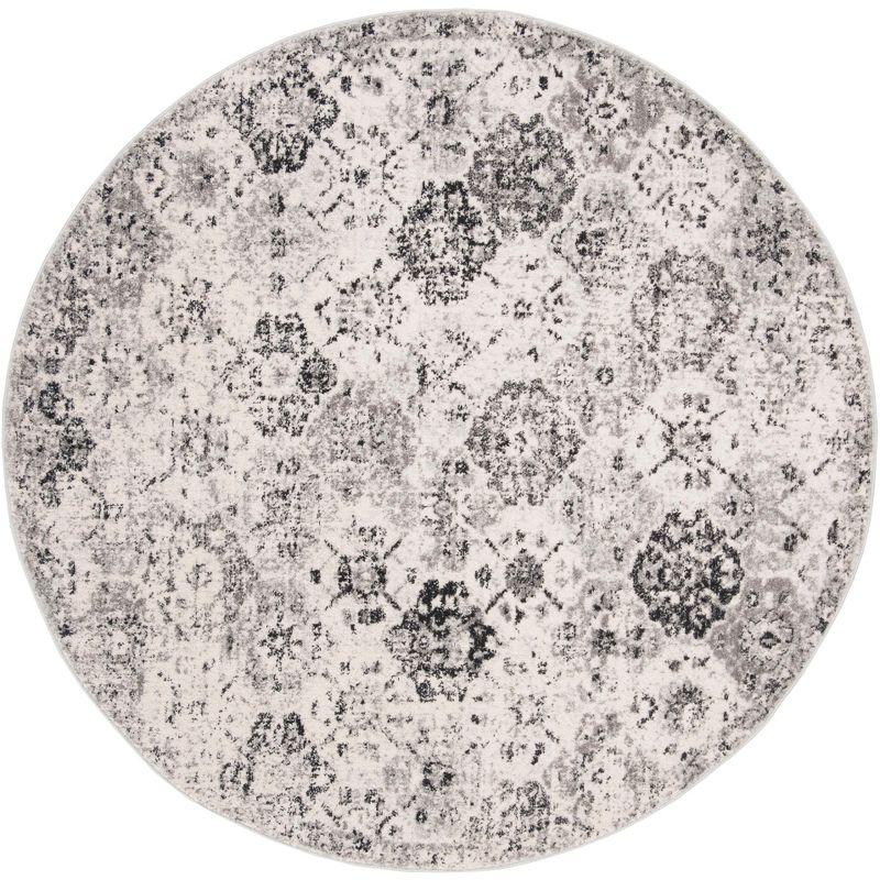 Metro-Mod Chic Gray Round Synthetic Area Rug, 47" Diameter