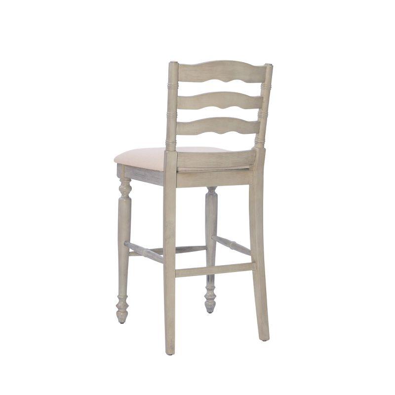 Marino White Wash 30" Upholstered Wood Bar Stool with Turned Legs