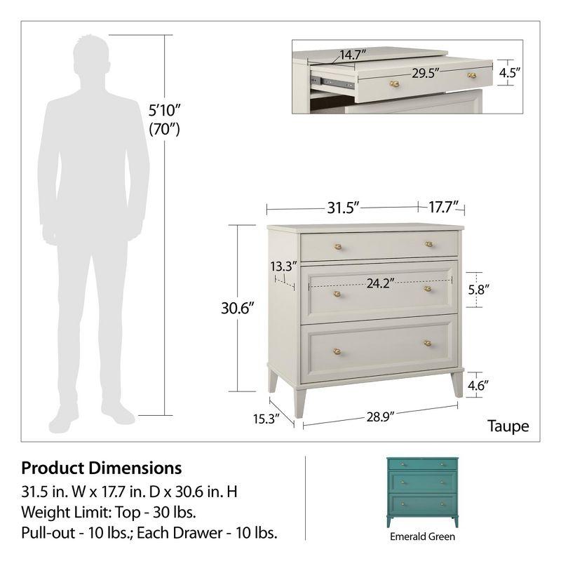 Monticello 2 Drawer Dresser w/ Pull-out Desk, Emerald Green