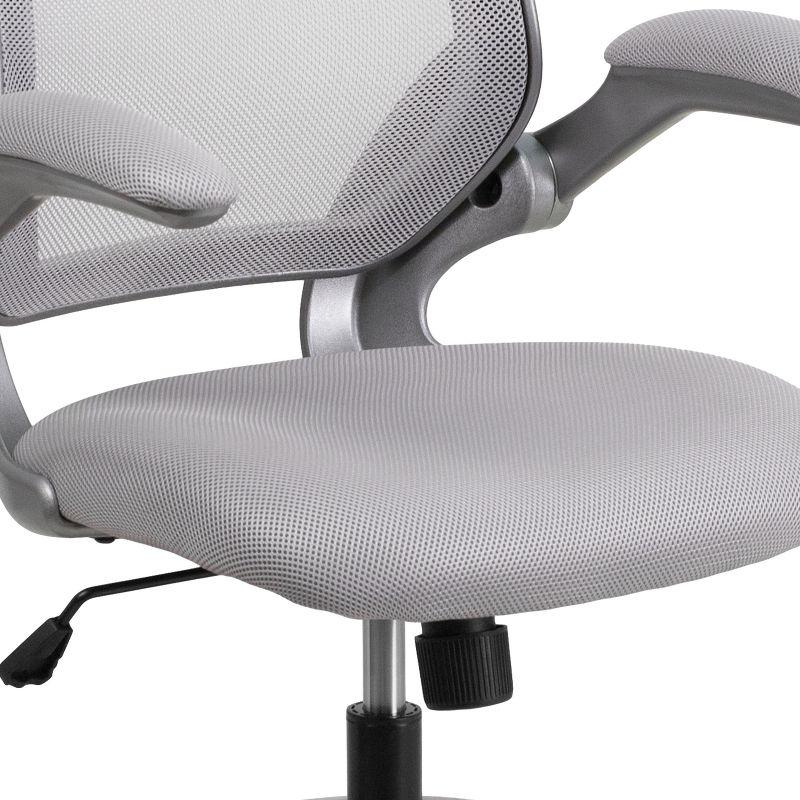 Flash Furniture Mid-Back Gray Mesh Swivel Ergonomic Task Office Chair with Gray Frame and Flip-Up Arms