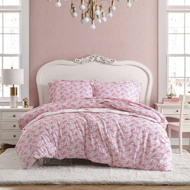 Betsey Johnson Betsey Johnson Ballet Bows Pink Reversible Duvet Cover Set