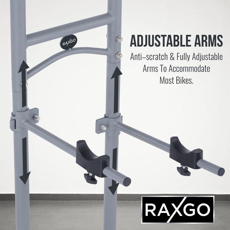 RaxGo Freestanting Bike Storage Rack, 2 Bicycle Stand W/Adjustable Hooks, for Mountain & Road Bikes