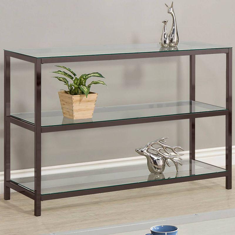 Trini Console Sofa Table with Glass Top and Shelves Black Nickel - Coaster