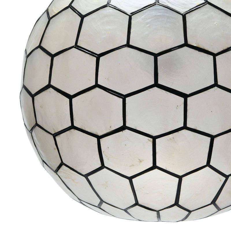 Storied Home 14"x13" Capiz Honeycomb Globe Pendant Light Capiz White Seashells Black: Artisan Crafted, ETL & UL Listed