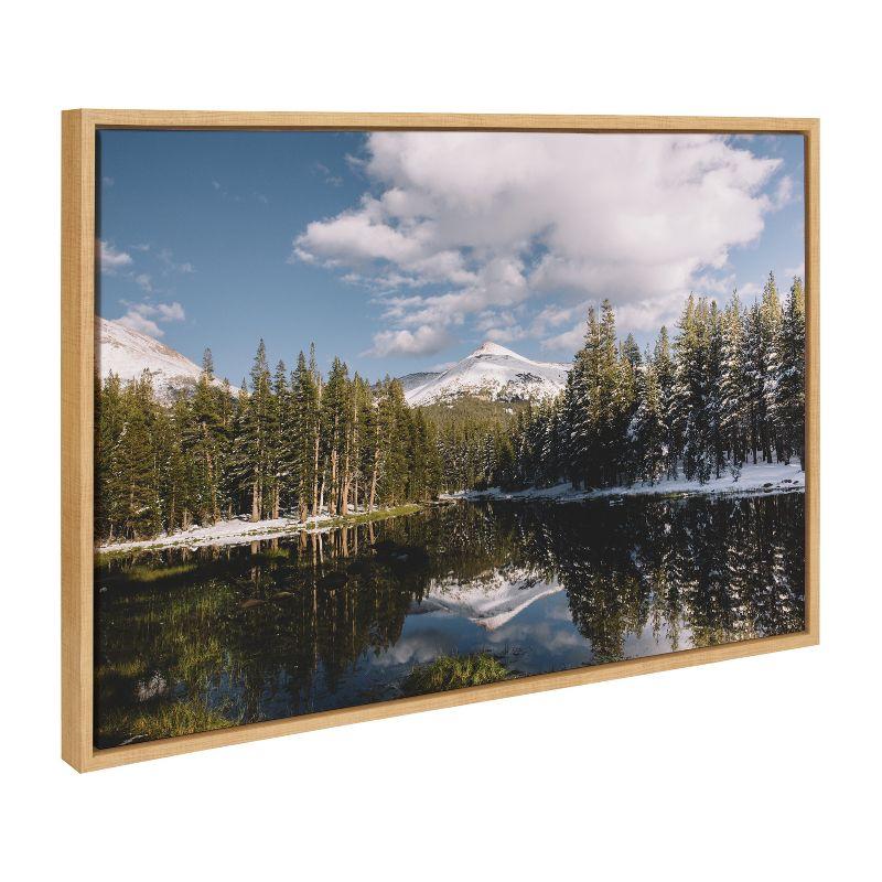 Kate and Laurel Sylvie Mountain Reflection Framed Canvas by Patricia Hasz of Patricia Rae Photography, 23x33, Natural