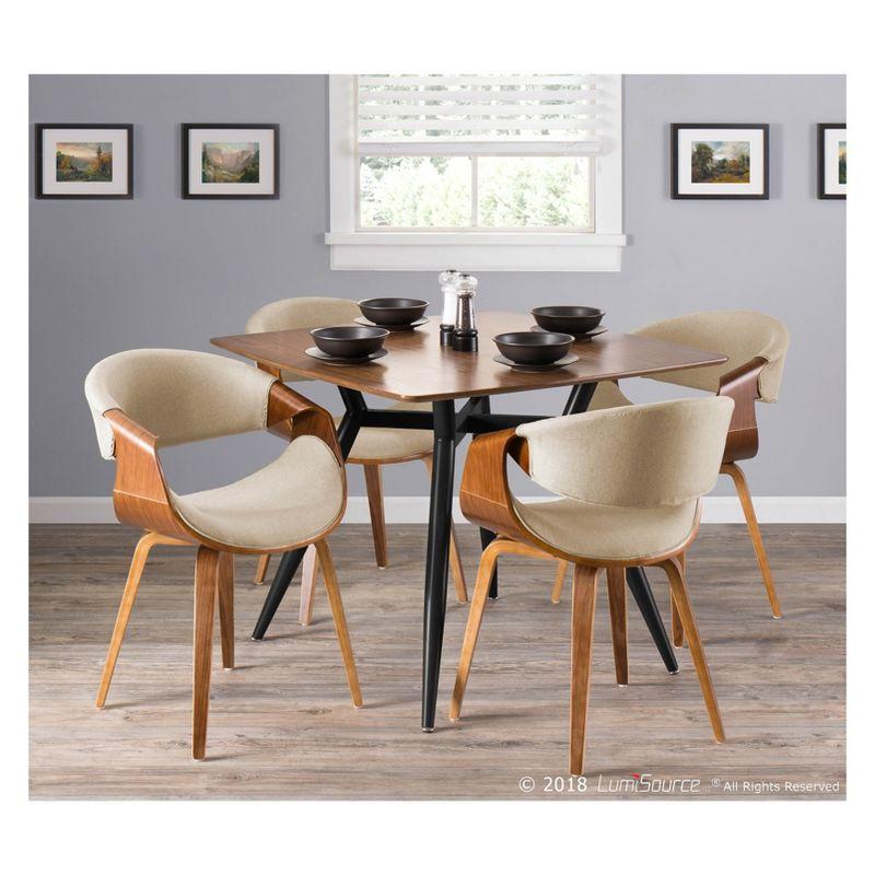 Curvo Mid-Century Modern Dining Accent Chair Cream - Lumisource: Upholstered, Wood Legs, Polyester