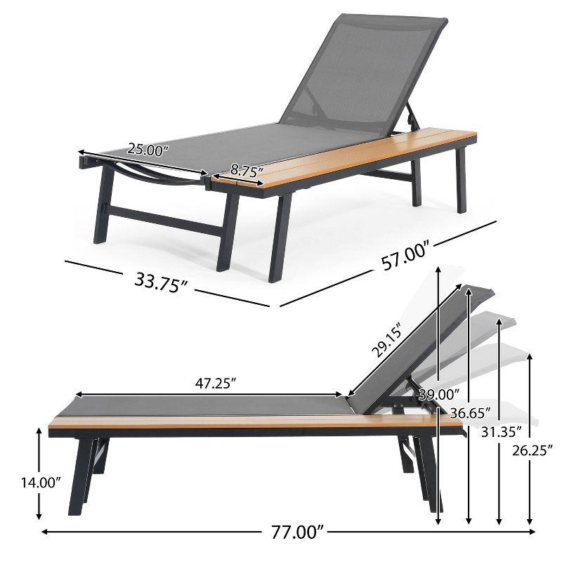 Waterloo Mesh and Aluminum Table Chaise Lounge - Gray - Christopher Knight Home