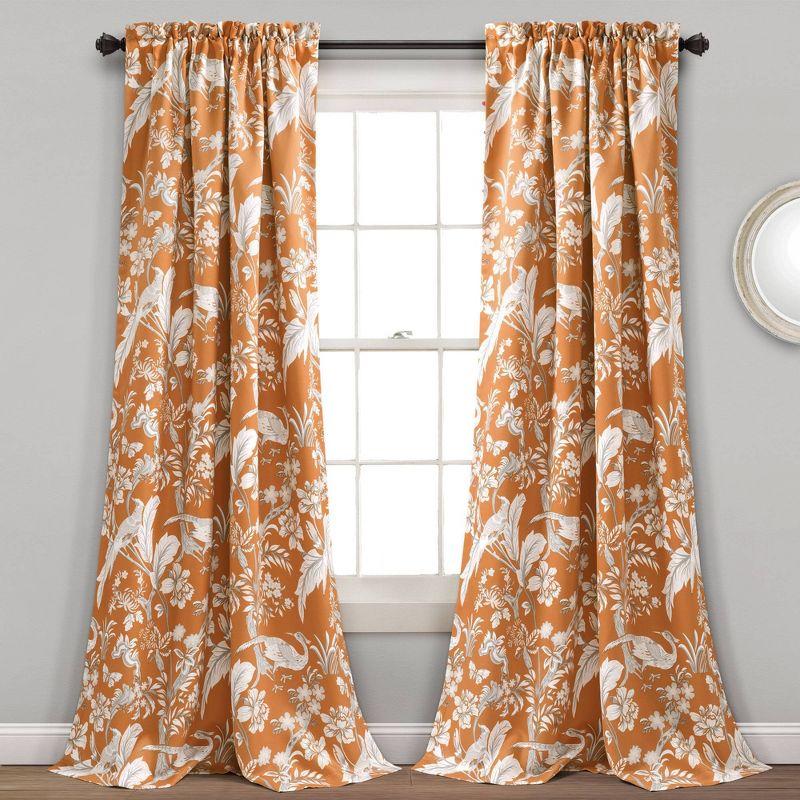 Dolores Orange Polyester Room Darkening Window Panels, 52" x 84"