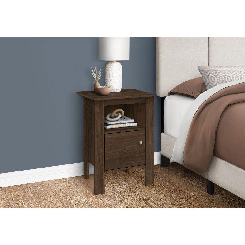 Monarch Specialties Accent Table Side End Nightstand Lamp Storage Living Room Bedroom Laminate Walnut Transitional