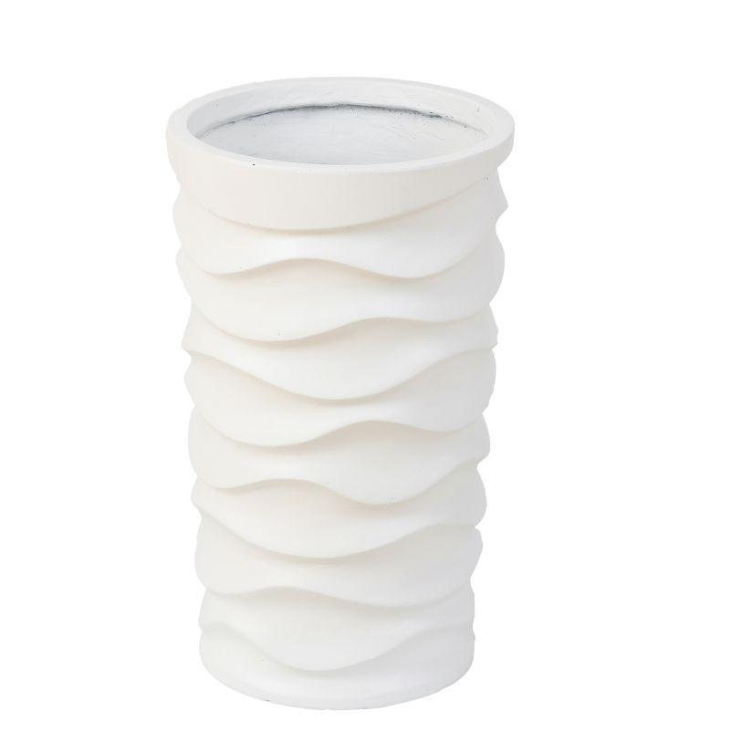 LuxenHome Set of 2 White Waves Tall Round MgO Planters