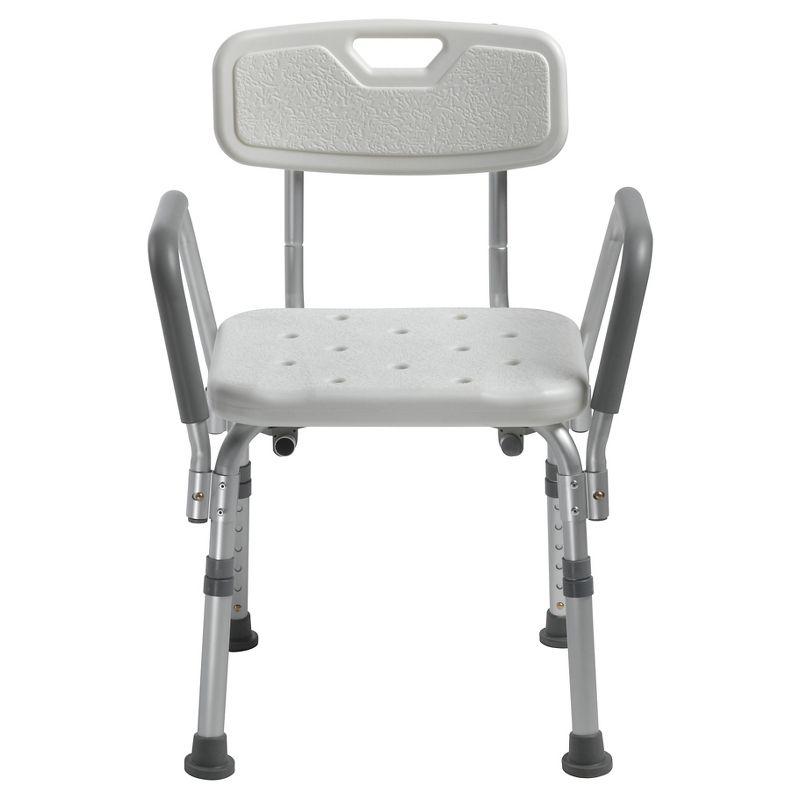 Aluminum Frame Adjustable Bath Bench with Padded Arms and Backrest